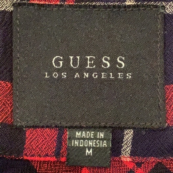 Guess Red Plaid Button Up Shirt - Picture 3 of 5